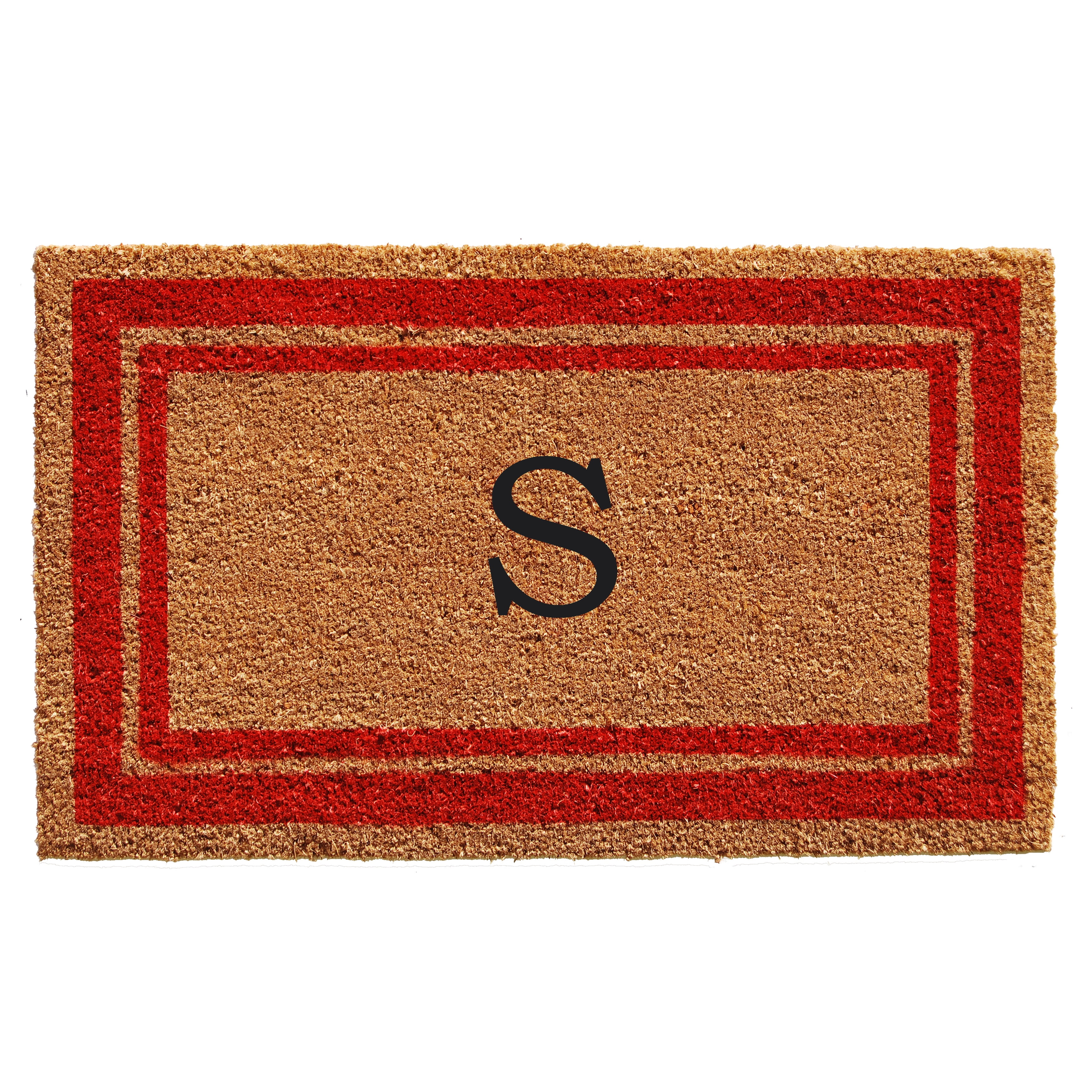 Momentum Mats Red Border Monogram Doormat (1'6 x 2'6)