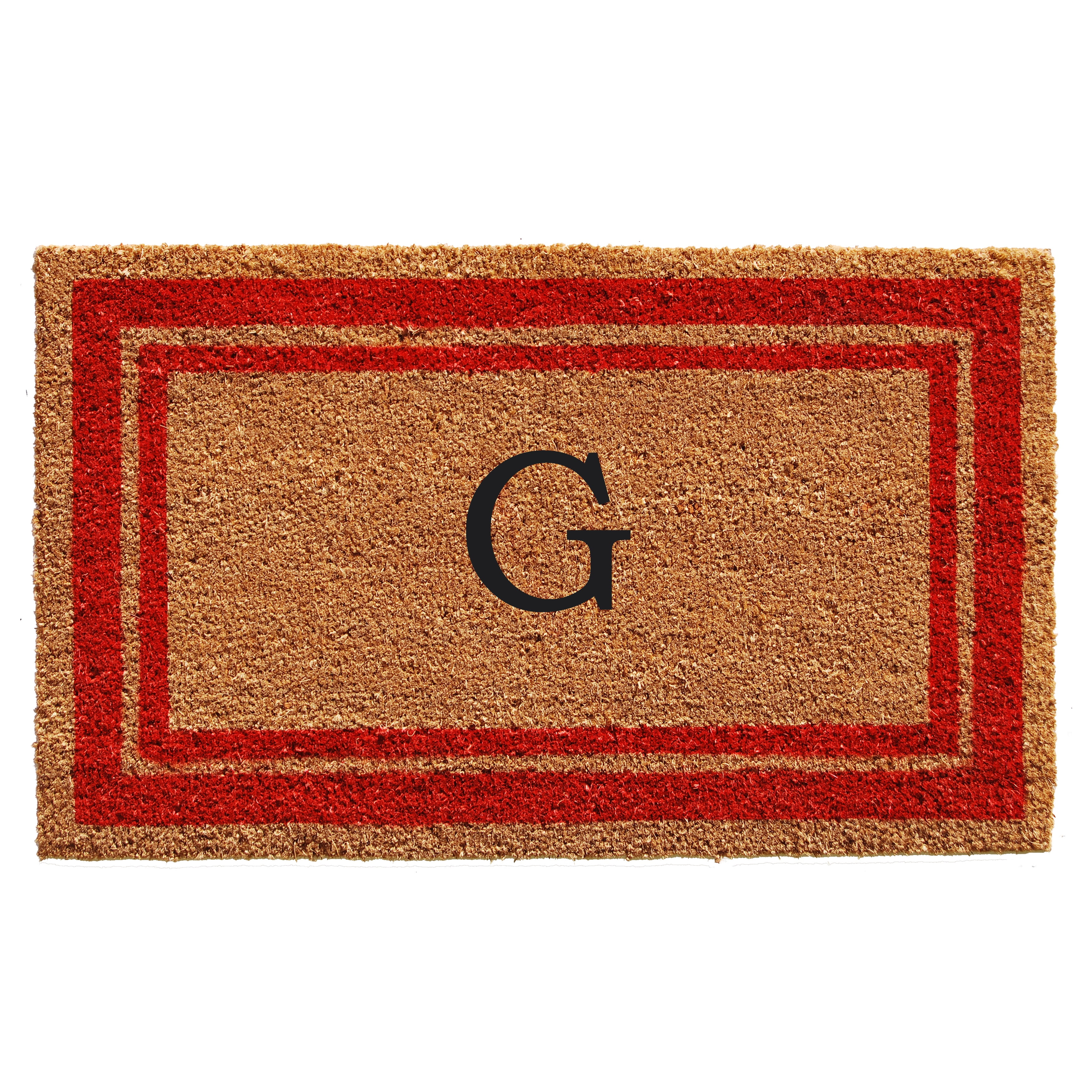 Momentum Mats Red Border Monogram Doormat (1'6 x 2'6)