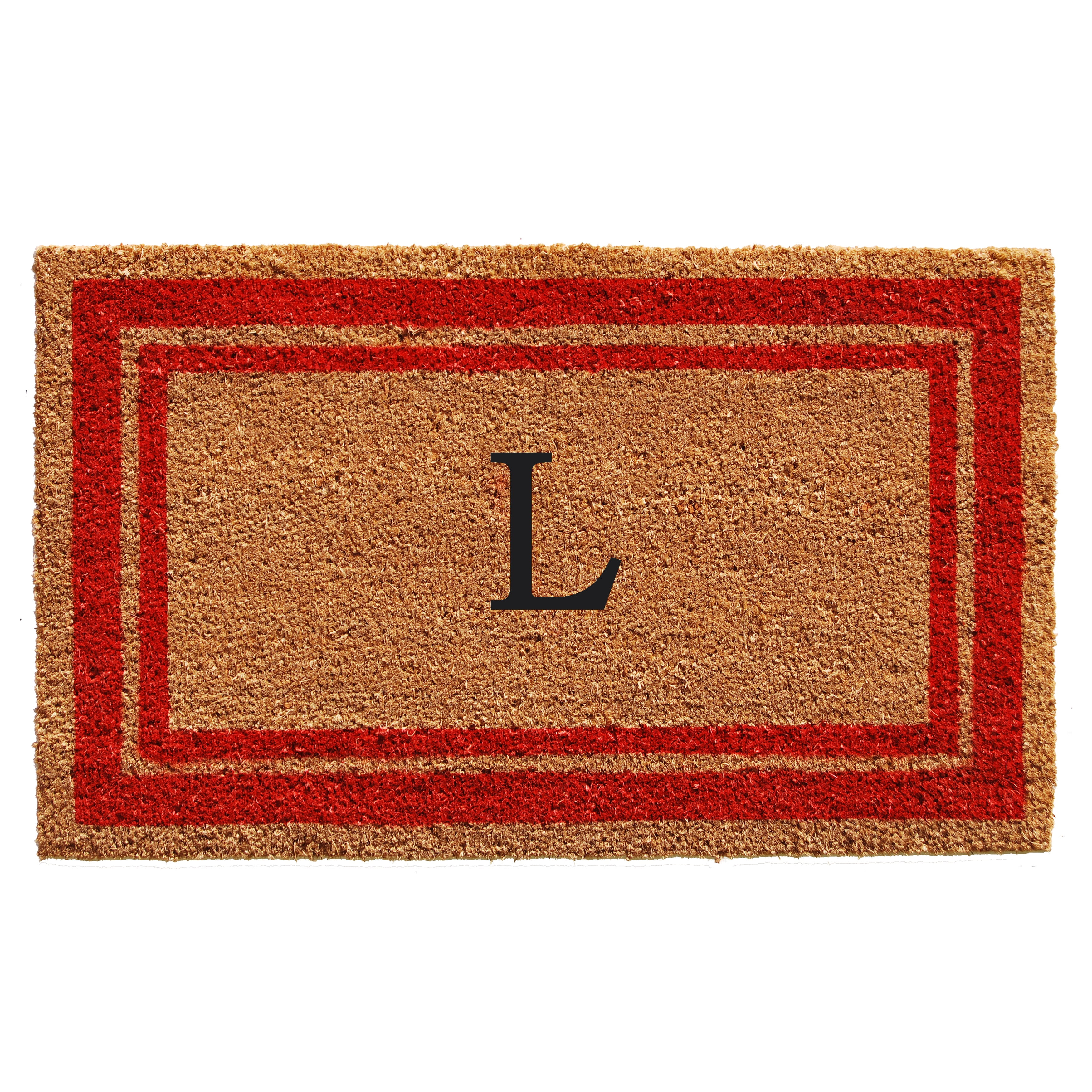 Momentum Mats Red Border Monogram Doormat (1'6 x 2'6)