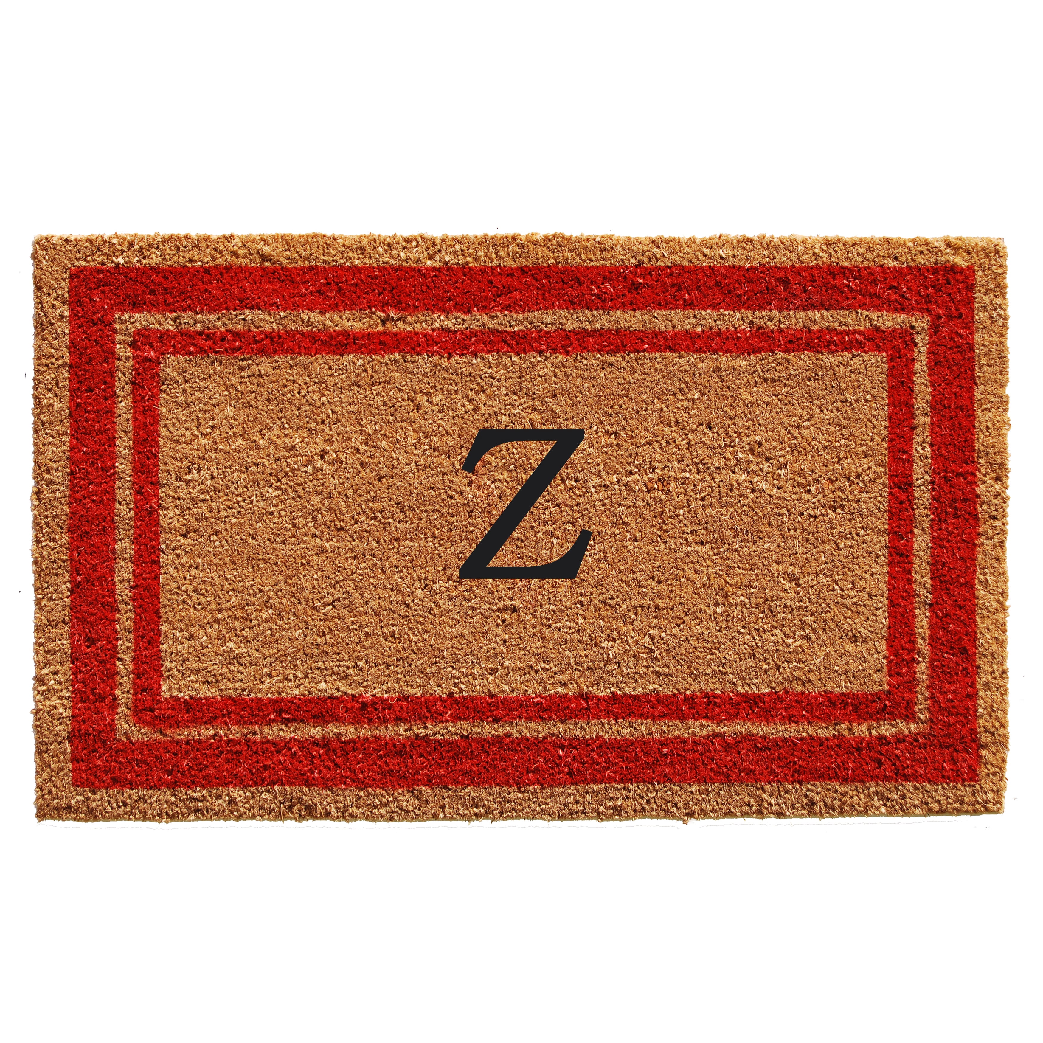 Momentum Mats Red Border Monogram Doormat (1'6 x 2'6)
