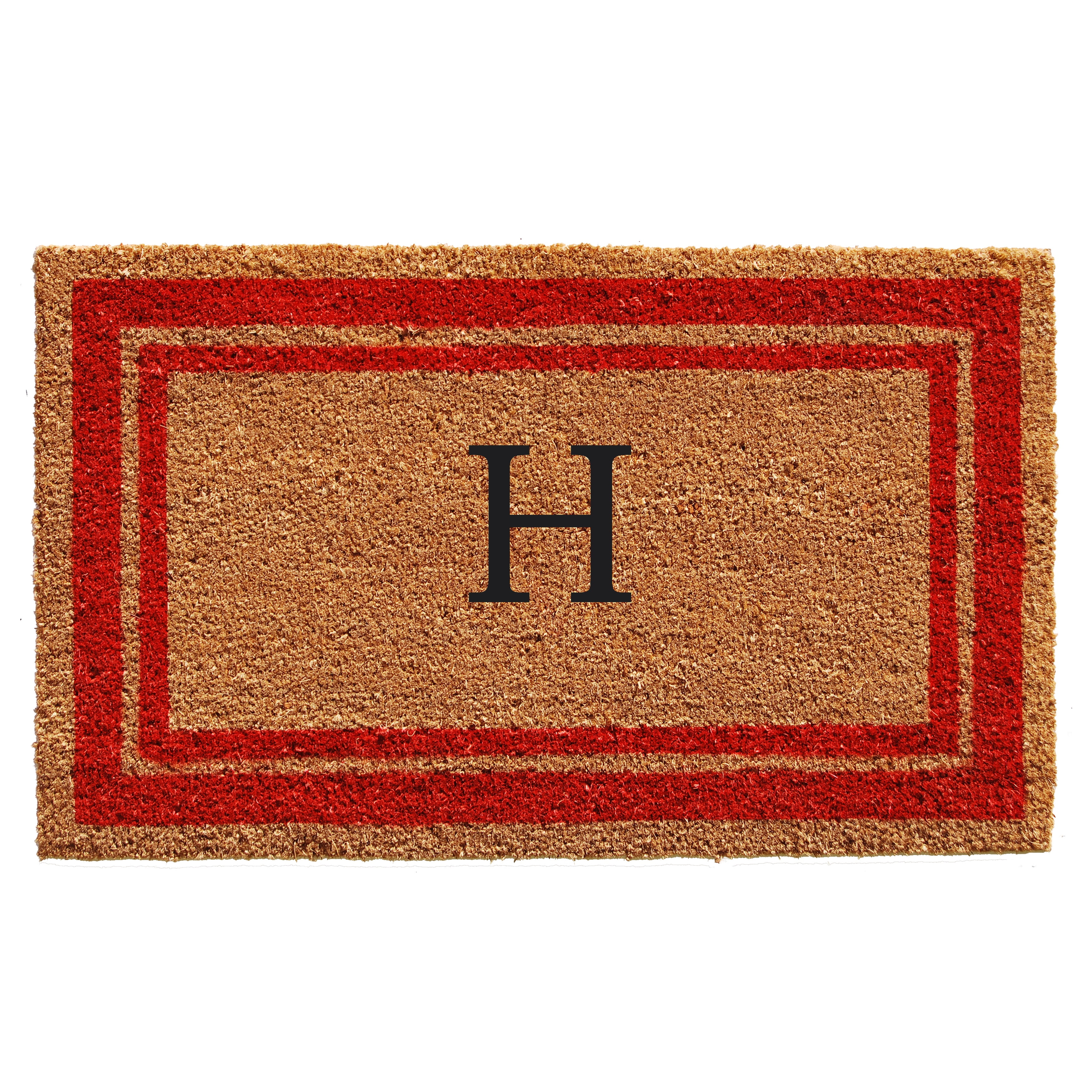 Momentum Mats Red Border Monogram Doormat (1'6 x 2'6)