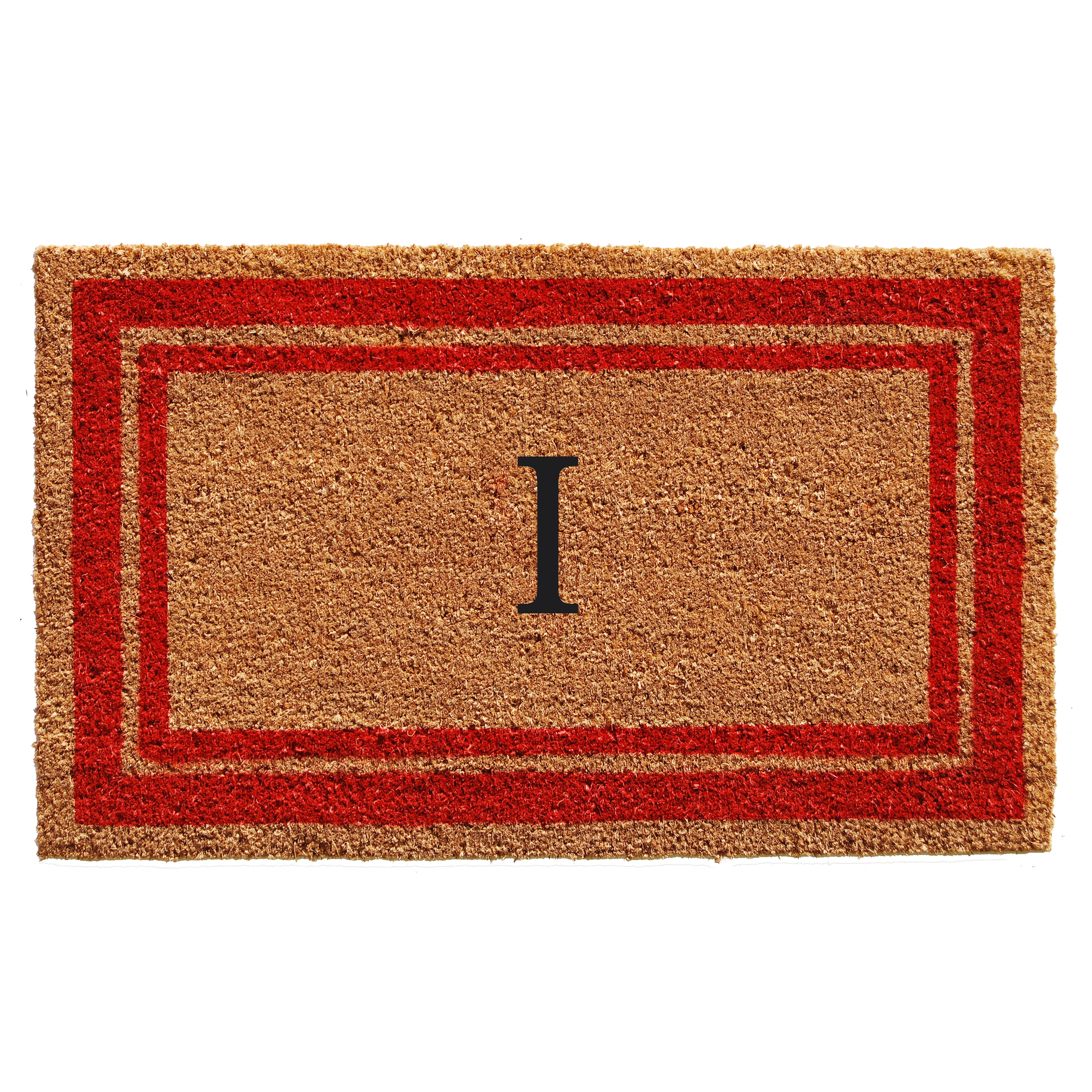 Momentum Mats Red Border Monogram Doormat (1'6 x 2'6)