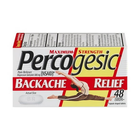 Percogesic Backache Relief Pain Reliever, Maximum Strength, 48 Tablets (3 Pack)