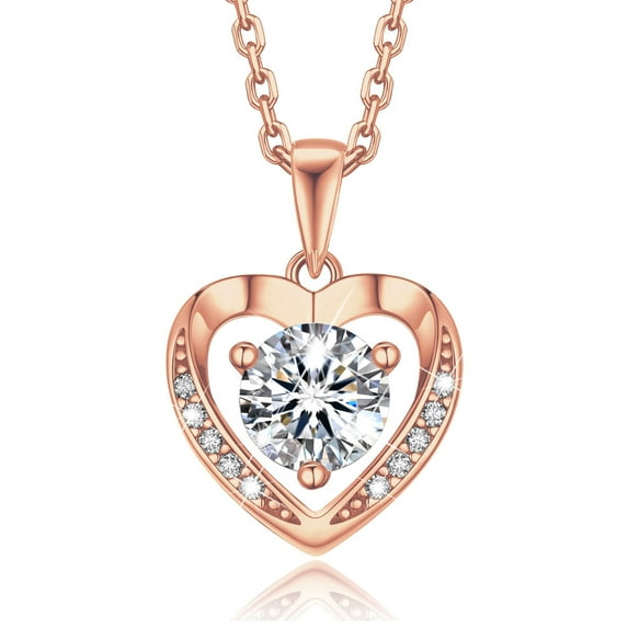 Momentwish 1 Carat Heart Moissanite Necklaces for Women,Simulated Diamond Pendant Necklace for Birthday Valentines Day Gifts