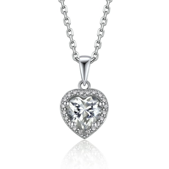 Momentwish 1 Carat D color VVS1 Simulated Diamond Necklace For Women Moissanite Heart Pendant Sterling Silver Jewelry Christmas Gifts
