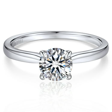 Momentwish 1 Carat Moissanite Engagement Ring - D Color VVS1 Simulated Diamond Bridal Rings Sterling Silver Promise Wedding Band for Women