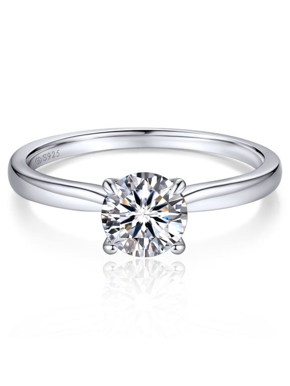 1 Carat Moissanite Engagement Ring for Women Simulated Diamond Promise Rings Sterling Silver Valentine's Day Gift Size7