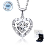 Momentwish 1 Carat Moissanite Heart Pendant Necklace for Women 925 Sterling Silver Christmas Valentines Mother's Day Gifts for Mom Wife
