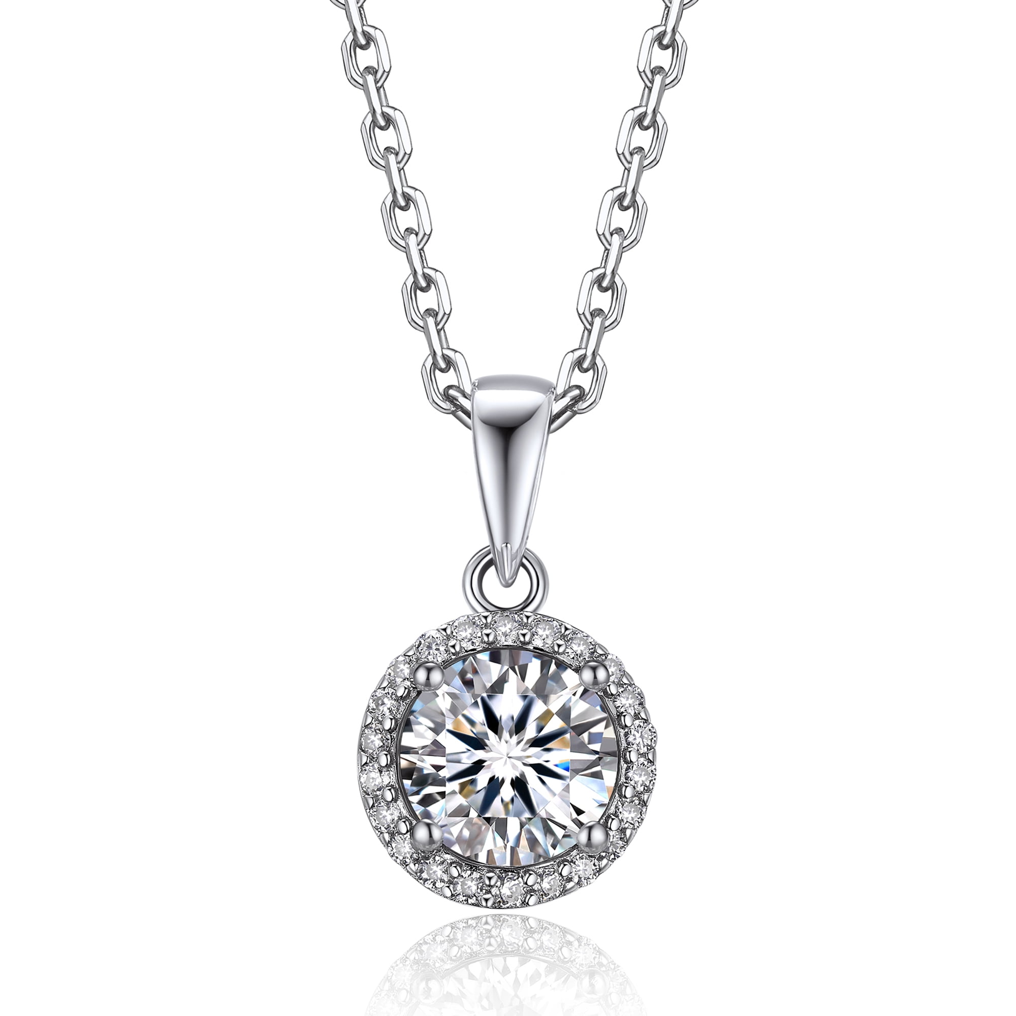 Two-Tone 1 Carat Moissanite Round Pendant Necklace main image 1