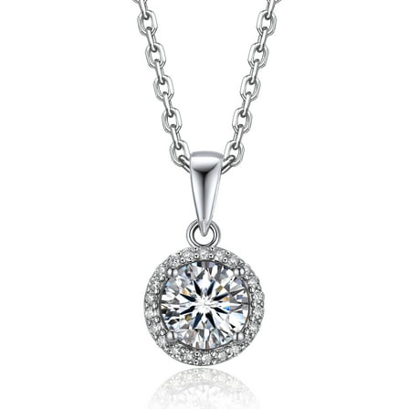 Momentwish 1 Carat Round Cut Moissanite Solitaire Pendant Necklace for Women Birthday Valentine's Day Gifts for Her