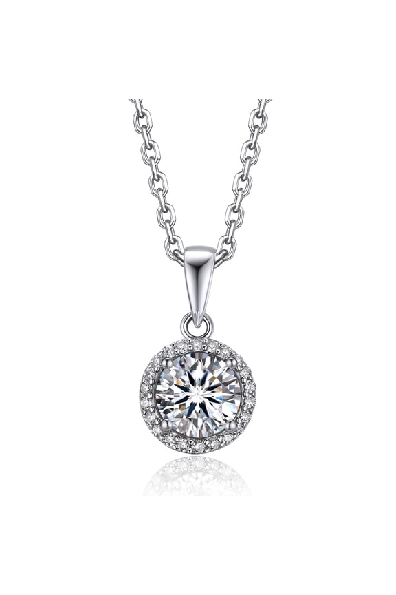 1 Carat Round Cut Moissanite Solitaire Pendant Necklace for Women Birthday Valentine's Day Gifts for Her