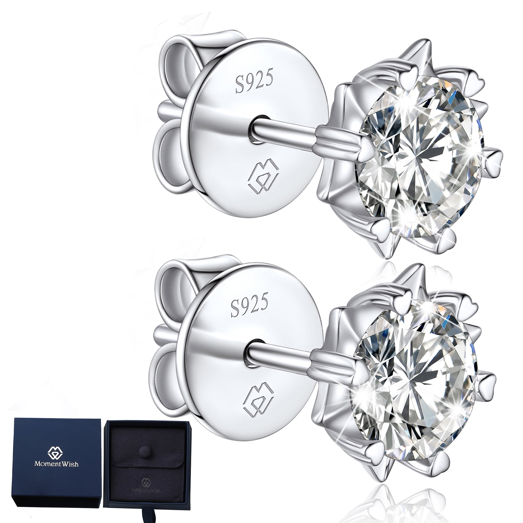 Boucles D'oreilles En Argent Avec Moissanite 0.5 Carat - Pureté D VVS1 - Certifiées GRA - Alternative Au Diamant