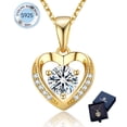 thumbnail image 1 of Momentwish Heart Necklace for Women 14K Gold Plated Moissanite Pendant Necklaces Anniversaries Valentines Mother's Day Gifts, 1 of 11