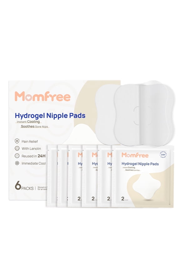 Hydrogel Nipple Gel Pads for Breastfeeding: Soothing Nursing Pads Reusable Instant Cooling Relief | Promotes Healing Irritated Nipples - 6Packs(12 Count)