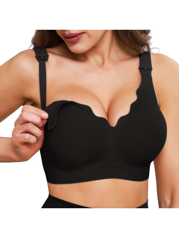 Women's XL Seamless Maternity Nursing Bra for Breastfeeding, Black