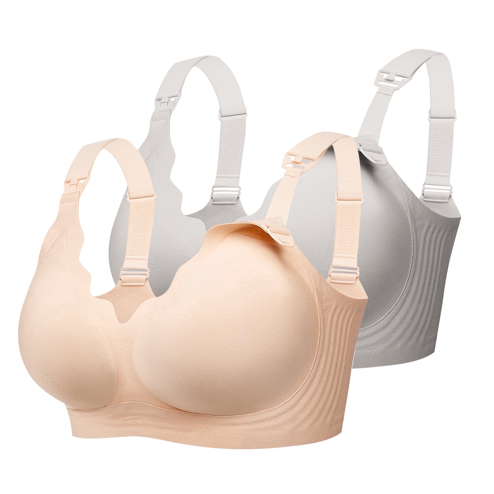 Momfree Nursing Bra, Seamless Maternity Bra with Jelly Strip Support, Buttery Soft Fabric for Breastfeeding