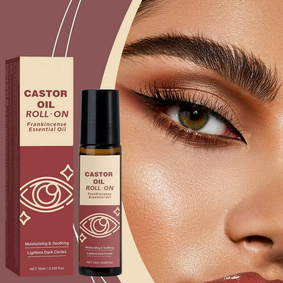 Momihoom 100% Organic Castor Oil Roll On For Eyebrows, Lips, Under Eyes, Eyelashes, Cuticles - Mess Free Roller Ball - Certified Organic, Cold Pressed, Hexane Free