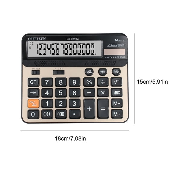 Momihoom 14-Digit Solar Calculator, Desktop Office and Financial Calculator with Large LCD Display