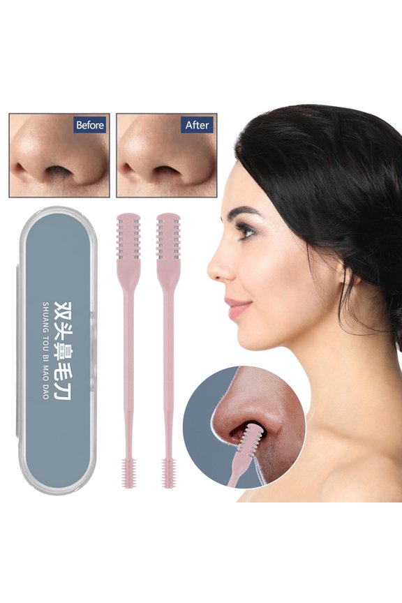 Momihoom 2 in 1 Nasal Hair Cutter, 360° Rotating Nose Hair Trimmer, Double Sided Nose Hair Knife, Manual Nose Hair Trimmer, Nostril Hair Remover Tool
