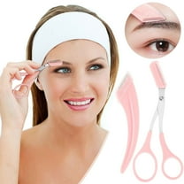 Momihoom 2Pcs Eyebrow Scissors with Comb,Professional Precision Eyebrow Trimmer Set,Eyebrow Razor,Non Slip Eyebrow Trimming Scissors Small Eyebrow Grooming Kit Hair Removal Beauty Tool
