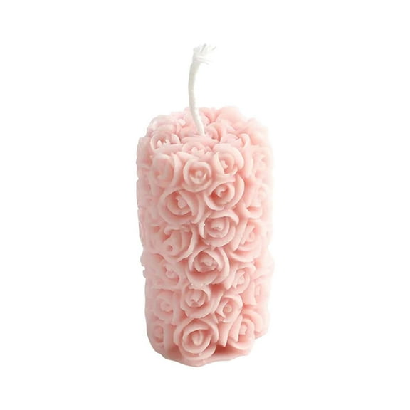 Momihoom 3D Rose Embossed Pillar Candle, Decorative Floral Wax Candle for Home Decor, Wedding Centerpieces and Gifting