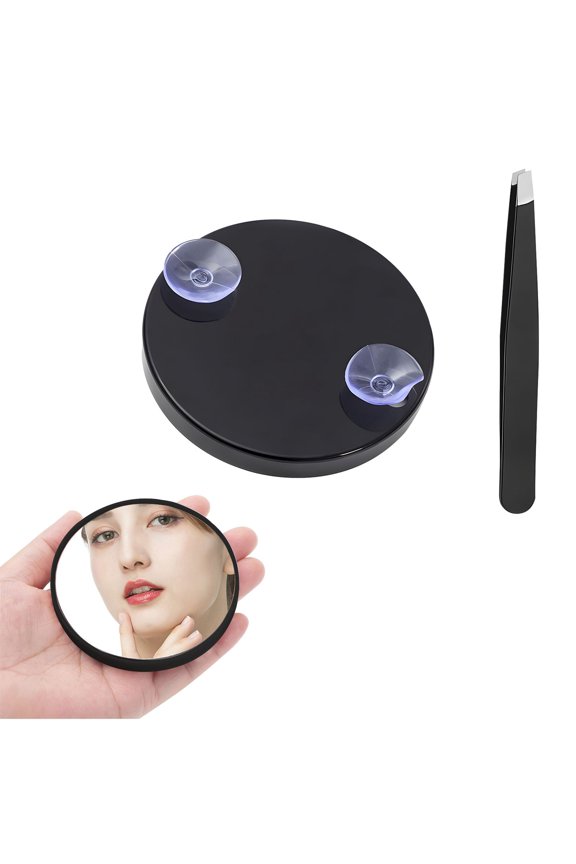 Momihoom 40X Magnifying Mirror with 2 Suction Cups, 3.5 inches Magnified Makeup Mirror and Slant Tweezers