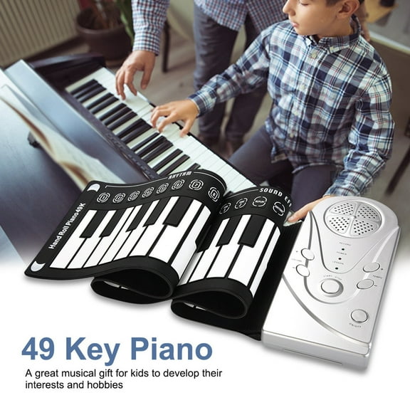 Momihoom 49-Key Roll Up Keyboard Piano, Foldable Soft Keyboard, Entry-Level Keyboard Instrument, Kid's 49-Key Flexible Roll-Up Educational Electronic Digital Music Piano Keyboard
