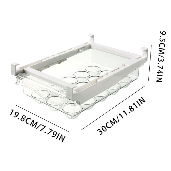Momihoom Adjustable Egg Storage Organizer Box for Refrigerator, Transparent Kitchen Cabinet Drawer Rack, Food-Grade Portable Storage Container