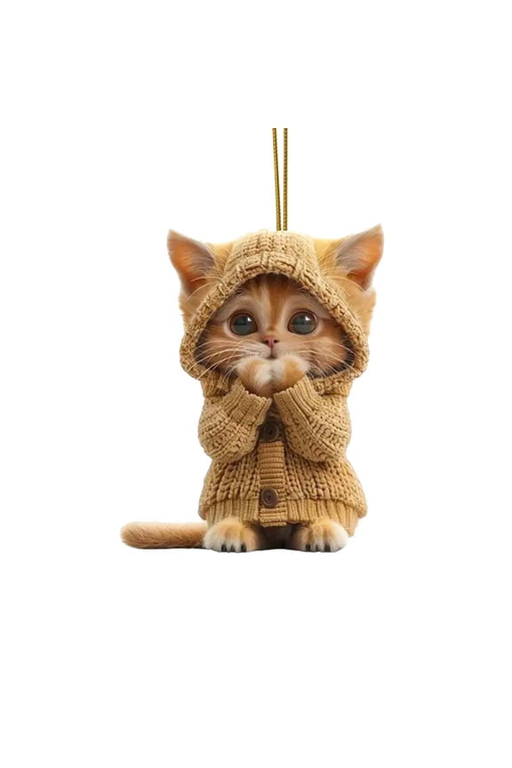 Momihoom Adorable Cat-in-Sweater 2D Acrylic Car Mirror Pendant and Home Decor