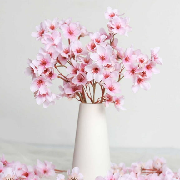Momihoom Artificial Peach Blossom flowers Bouquet, Silk Faux Flowers Real Touch Multiple Branch Home Wedding Vase Spring Summer Decoration