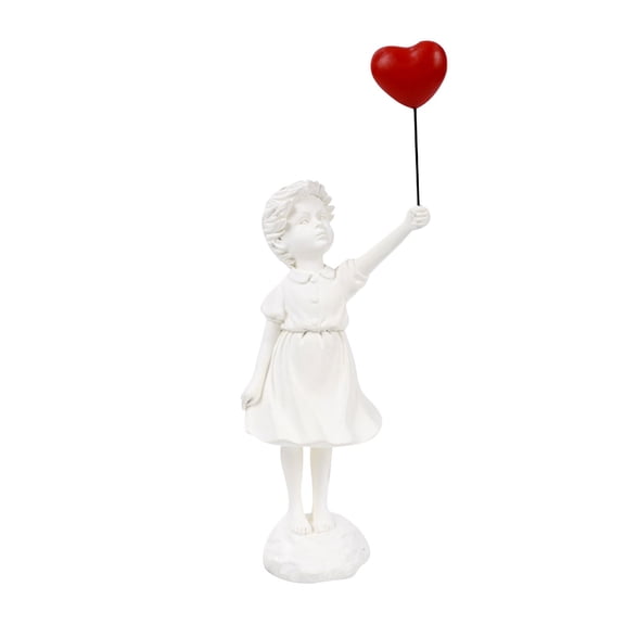 Momihoom Artistic Girl with Balloons Sculpture, Modern Decorative Figurine for Tabletop and Shelf Displays