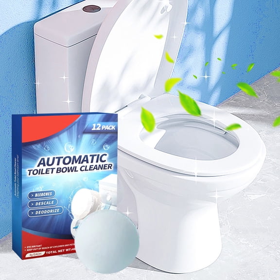Momihoom Automatic Toilet Bowl Cleaner Tablets, Bleach, Descale & Deodorize, Septic-Safe, Continuous Cleaning, Fresh Citrus Scent, Drop-In Tank Cleaner