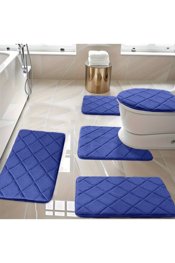 Momihoom Bath Mat Non-Slip, Thick Machine Washable Memory Foam Universal Toilet Mats Bathroom Rugs, Easy to Clean and Dry Comfortable Carpet