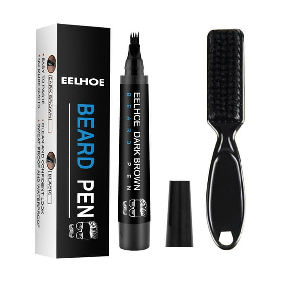 Momihoom Men Beard Filler Pencil: 4 Tip Micro Fork Stubble Stick Pen Multi Use Moustache Eyebrows Straightener Comb Set