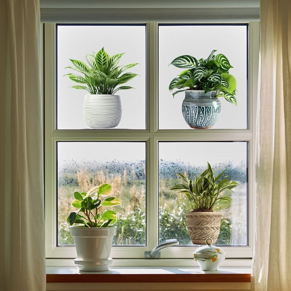 Momihoom Bonsai Window Stickers Window Double-sided Visible Cling Window Stickers Home Decoration Wall Stickers