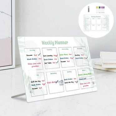 Momihoom Calendar Acrylic Dry Erase, Weekly Planner Memo Clear White Board,Alternative Transparent Whiteboard for School Office Home Wall
