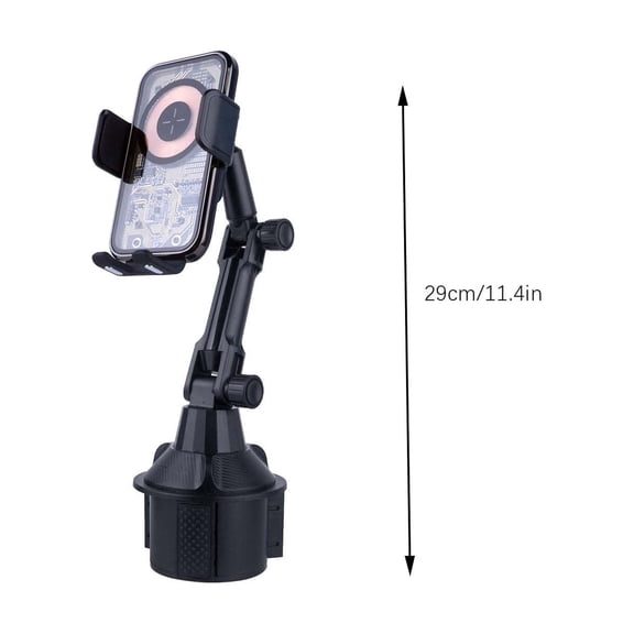 Momihoom Car Cup Holder Wireless Charging Mount, 15W Fast Charging Phone Holder with Multi-Angle Adjustable Arm