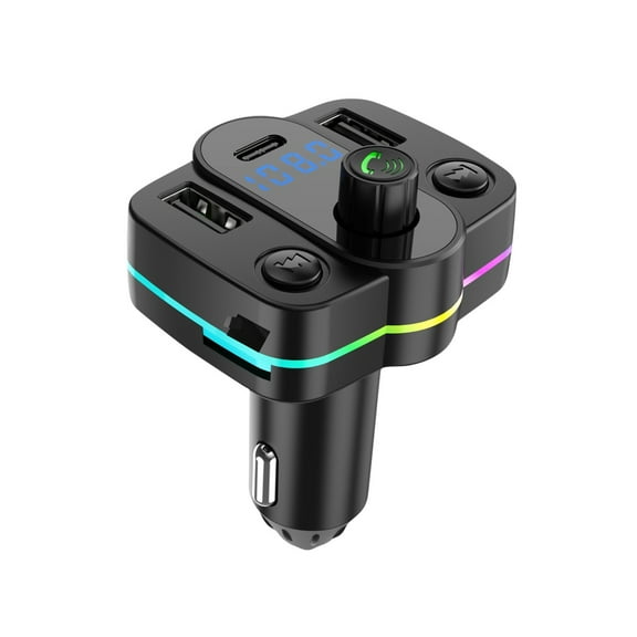 Momihoom Car FM Transmitter with PD 18W Fast Charging, Bluetooth Hands-Free, and AUX Input