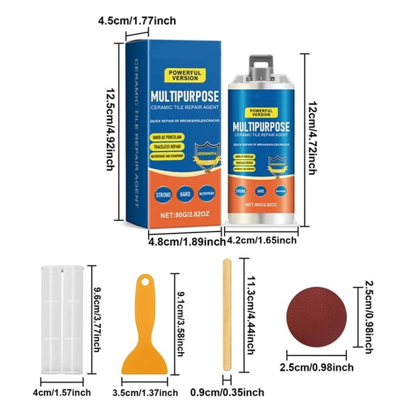 Momihoom Ceramic and Porcelain Tile Repair Kit, High-Strength Epoxy Paste for Cracks and Chips