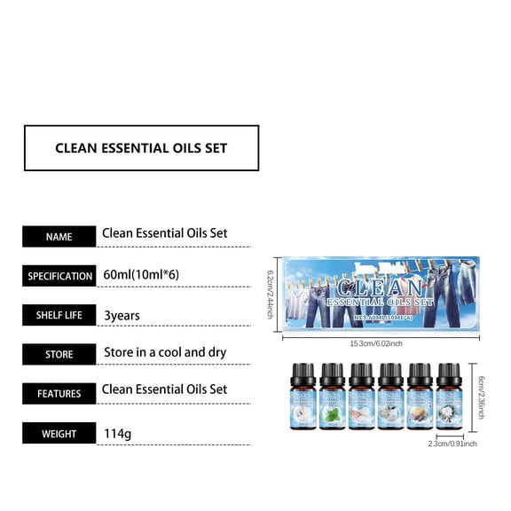 Momihoom Clean Essential Oils Set, Multi-Purpose Aromatic Oils for Diffuser, Humidifier, and Air Cleansing