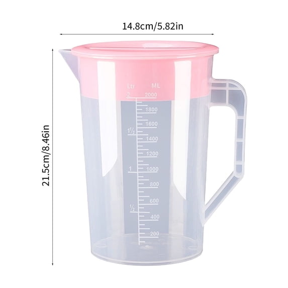 Momihoom Clear Plastic Measuring Pitcher with Lid, Ergonomic Mixing Jug for Kitchen Baking, Cooking, and Beverage Storage