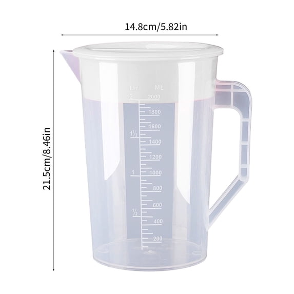 Momihoom Clear Plastic Measuring Pitcher with Lid, Ergonomic Mixing Jug for Kitchen Baking, Cooking, and Beverage Storage