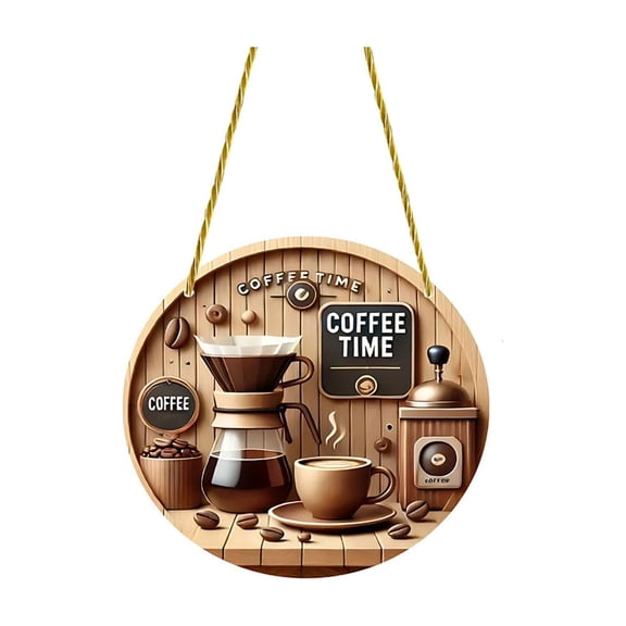 Momihoom Coffee Time 2D Flat Wall Art Decoration, Hanging Café and Home Décor Photo Prop
