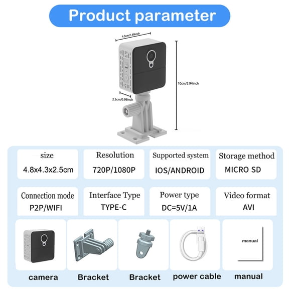 Momihoom Compact WiFi Security Camera with 1080P HD, Night Vision, 32GB Card, and Remote View