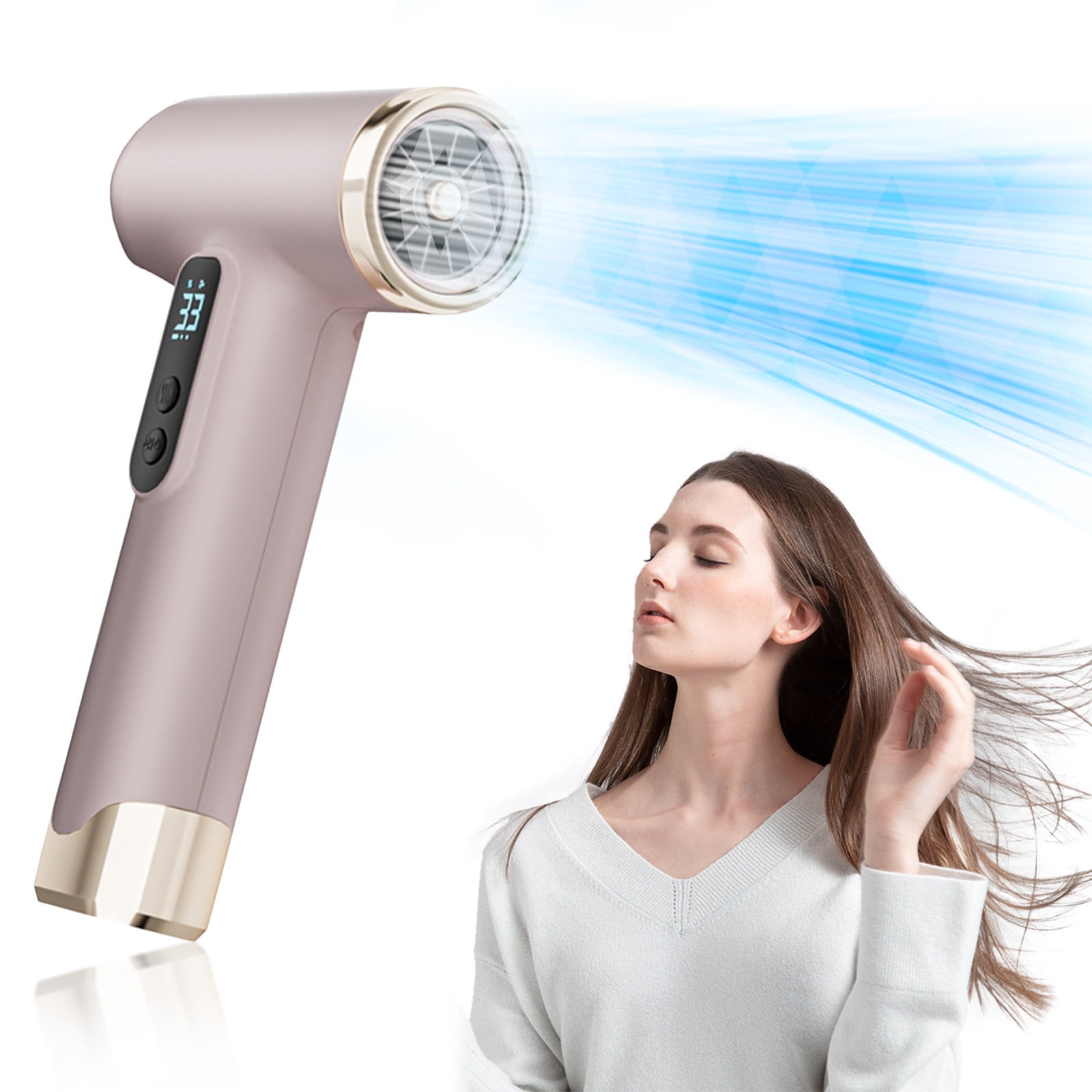 Momihoom Cordless Hair Dryer for Thick Hair - Dual Voltage Fast Charging Travel Blow Dryer, 130K RPM Motor & Magnetic Nozzle, 1.1lbs Lightweight USB-C Rechargeable Dryer