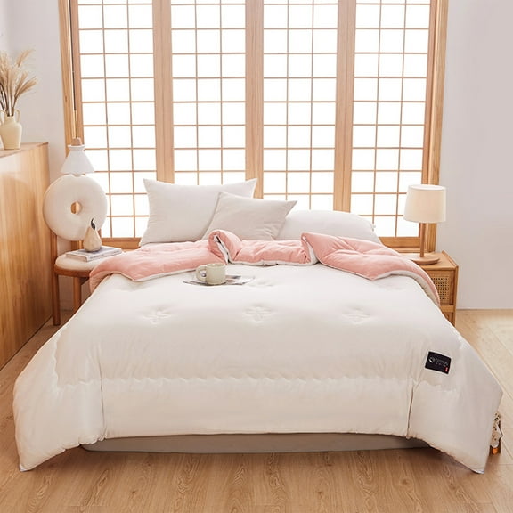 Momihoom Cotton Comforter Down Alternative Cotton Quilted Fluffy Comforter Lightweight All Season Durable Breathable Noiseless