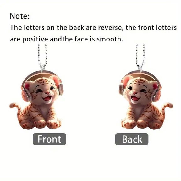 Momihoom Cute Tiger Headphones 2D Car Rearview Mirror Ornament