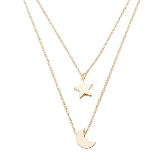 Momihoom Dainty Moon and Star Necklace for Women Minimalist Layer Necklace Silver & Gold Half Moon Necklace Tiny Star Necklace
