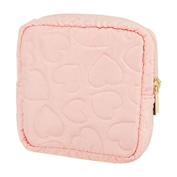 Momihoom Discreet Menstrual Product Pouch, Cute Pink Zippered Portable Bag for Tampon and Pad Storage