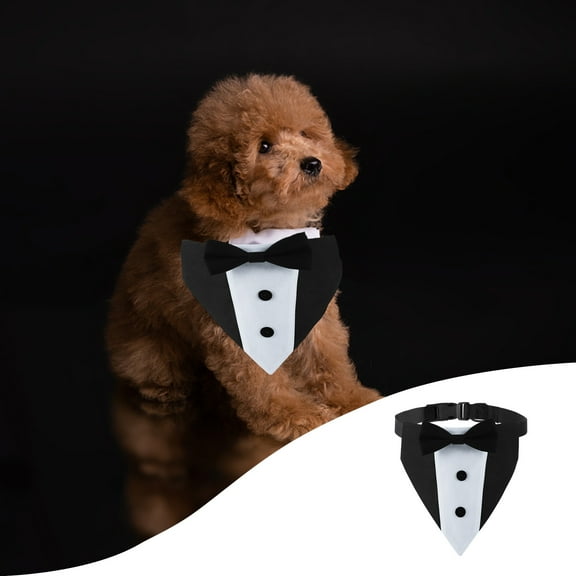 Momihoom Dog Tuxedo Dog Suit Dog Wedding Bandana Collar with Bow Tie, Adjustable Dog Tux Formal Dog Costumes, Engagement Birthday Tuxedo for Pets